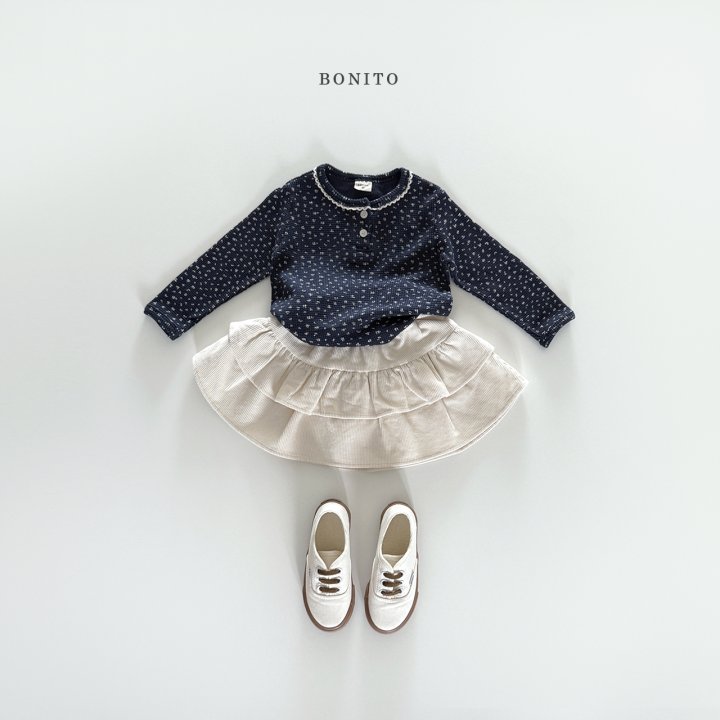 Bonito - Korean Children Fashion - #toddlerclothing - Floral Waffle Lace Tee - 10