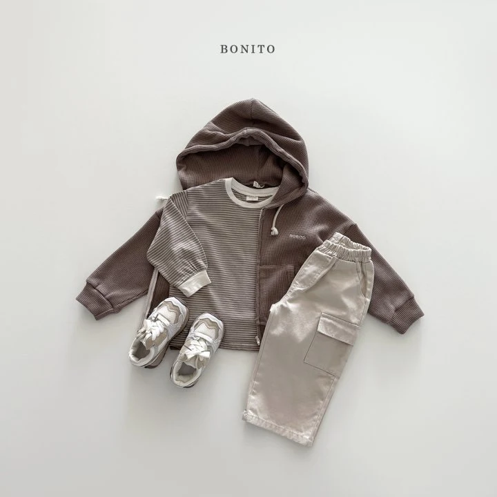 Bonito - Korean Children Fashion - #toddlerclothing - Waffle Hoodie Zip-Up - 8