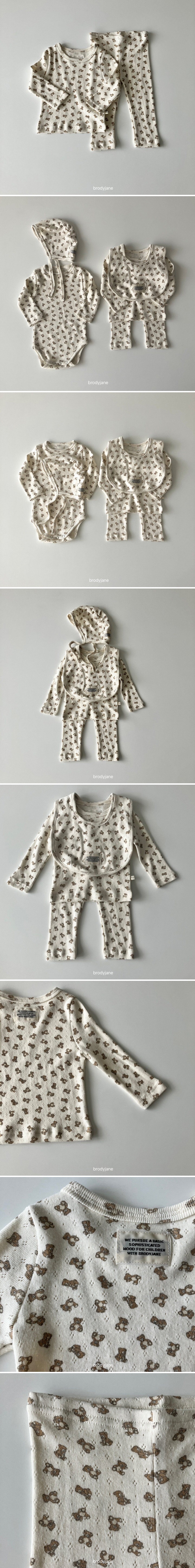 Brody Jane - Korean Baby Fashion - #babyfever - Jacquard Bear Long Sleeve Set - 2