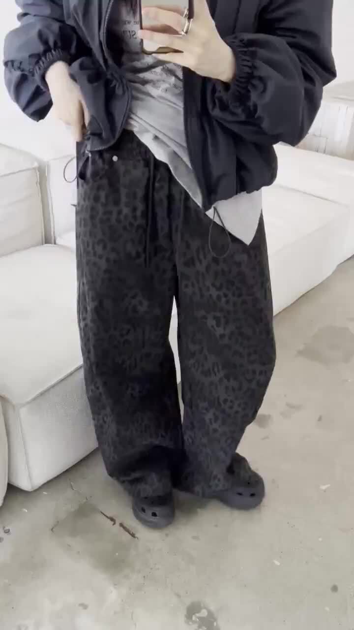 Buckle - Korean Women Fashion - #vintagekidsstyle - Leopard Wide Pants - 4