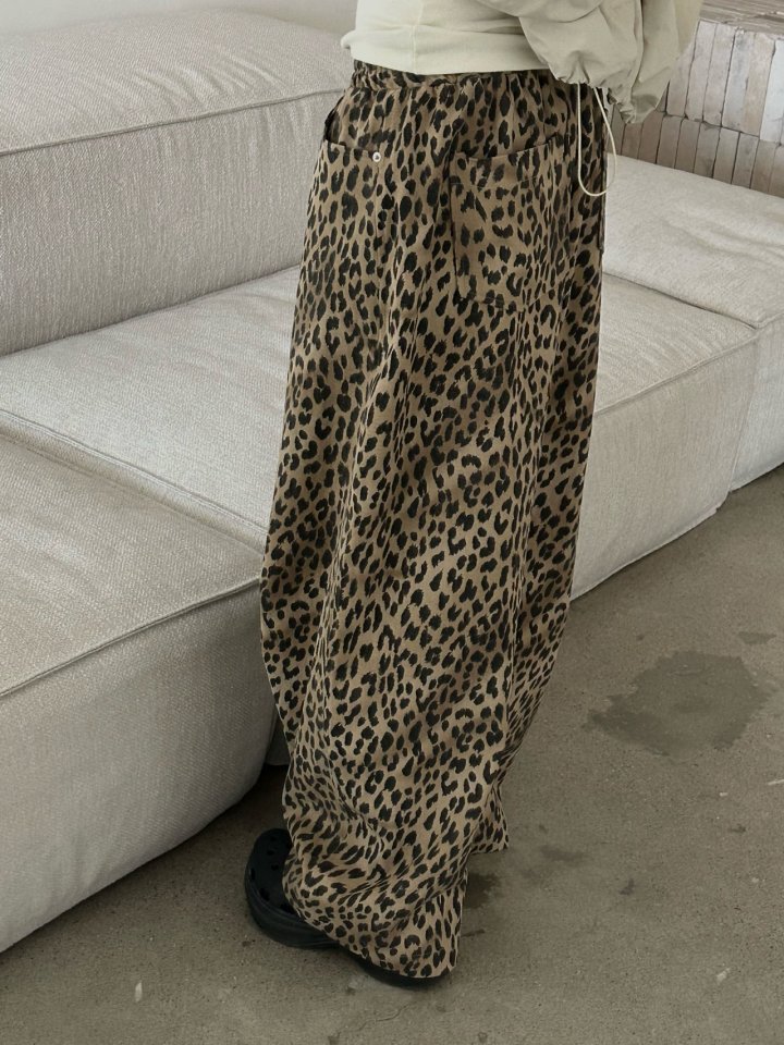 Buckle - Korean Women Fashion - #pursuepretty - Leopard Wide Pants - 2