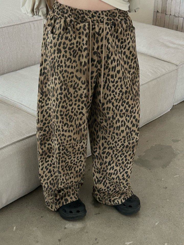 Buckle - Korean Women Fashion - #restrostyle - Leopard Wide Pants - 4