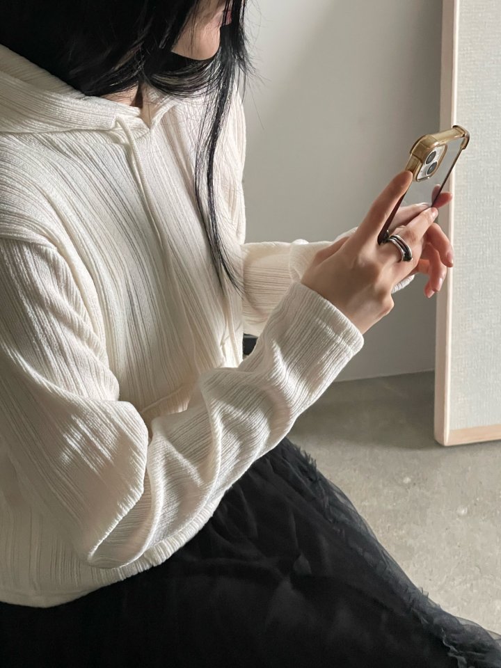Buckle - Korean Women Fashion - #vintageinspired - Lost Knit Hoodie - 4