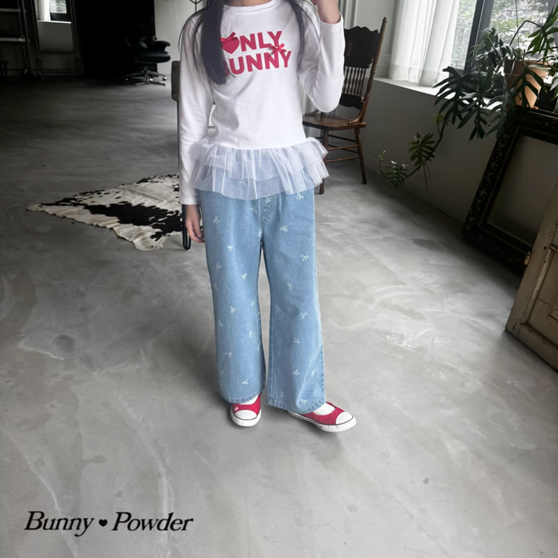 Bunny Powder - Korean Children Fashion - #childofig - Ribbon Denim Pants - 5