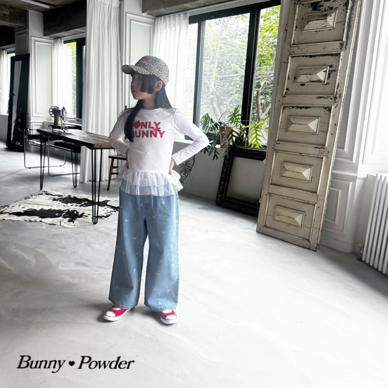 Bunny Powder - Korean Children Fashion - #designkidswear - Ribbon Denim Pants - 8