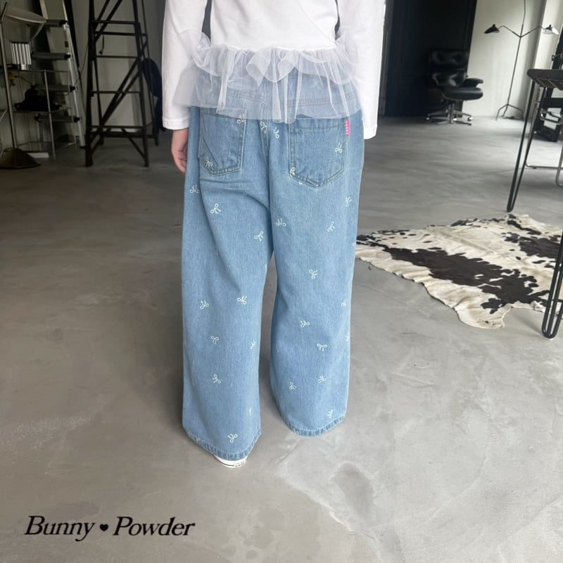 Bunny Powder - Korean Children Fashion - #discoveringself - Ribbon Denim Pants - 9