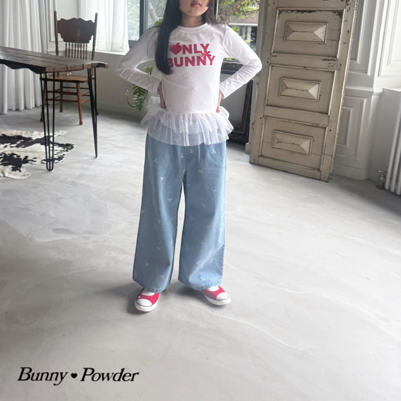 Bunny Powder - Korean Children Fashion - #littlefashionista - Ribbon Denim Pants