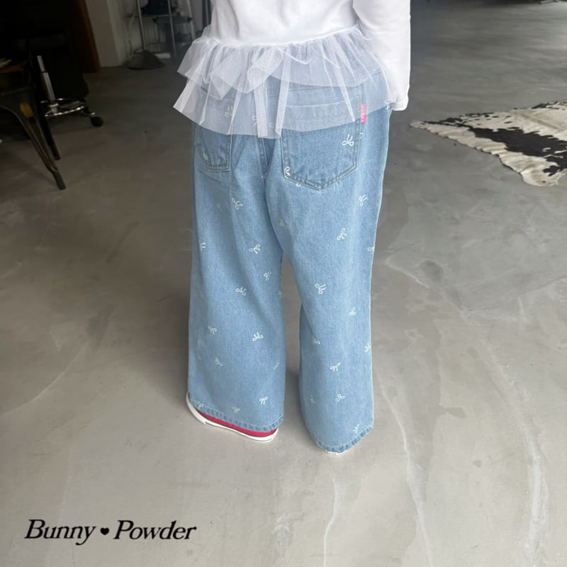 Bunny Powder - Korean Children Fashion - #minifashionista - Ribbon Denim Pants - 3