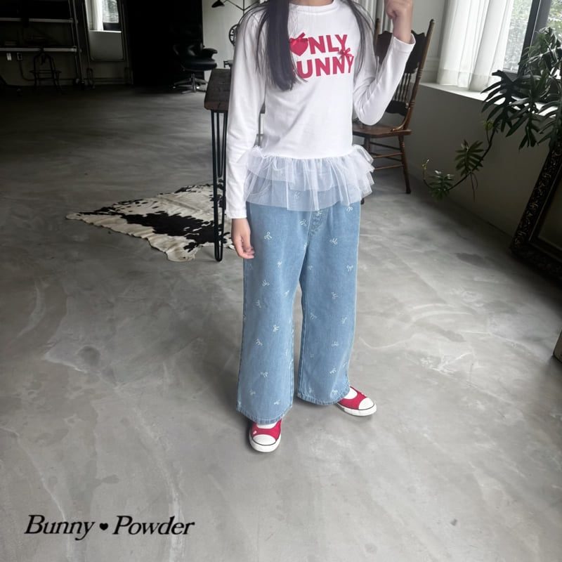 Bunny Powder - Korean Children Fashion - #minifashionista - Ribbon Denim Pants - 4