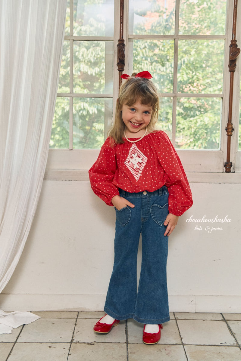 Chouchou Shasha - Korean Children Fashion - #designkidswear - Heart Bootcut Pants