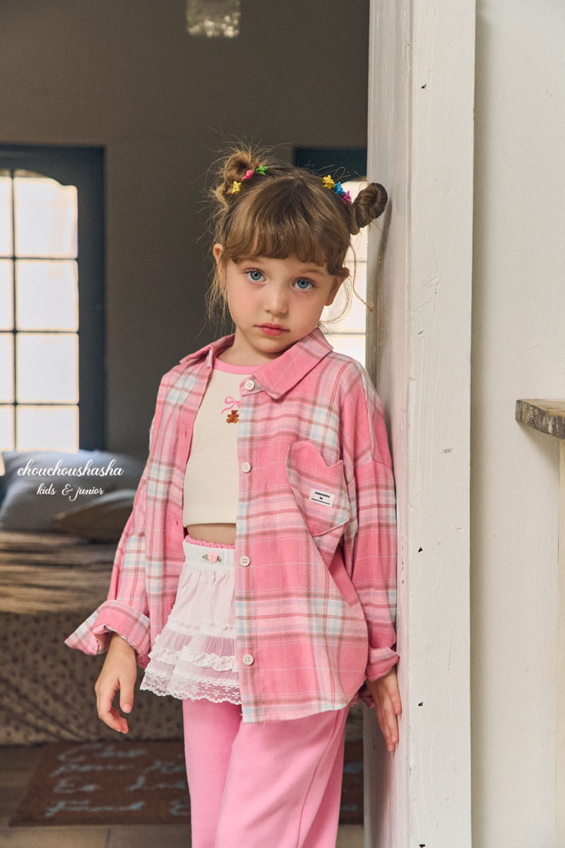 Chouchou Shasha - Korean Children Fashion - #designkidswear - Heart Check Shirt - 7