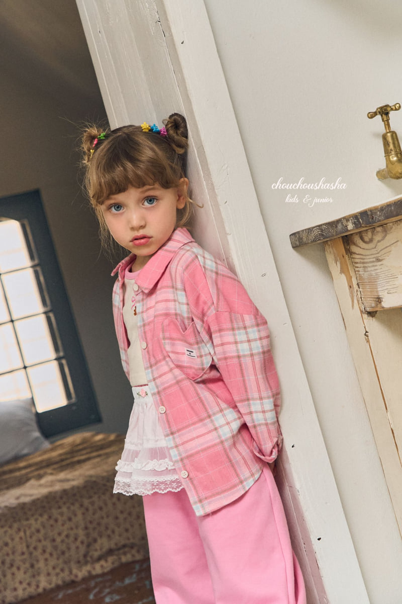 Chouchou Shasha - Korean Children Fashion - #kidsshorts - Heart Check Shirt - 10