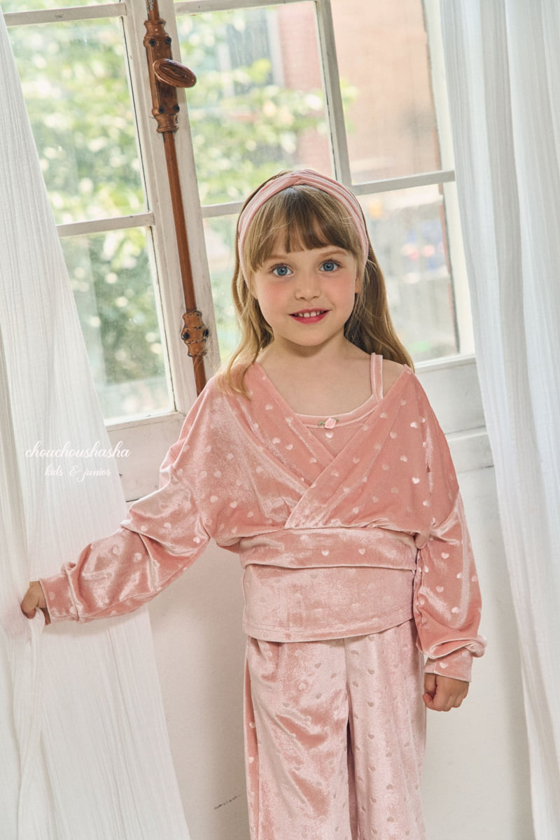 Chouchou Shasha - Korean Children Fashion - #kidsshorts - Heart Velvet Set (set of 3) - 12