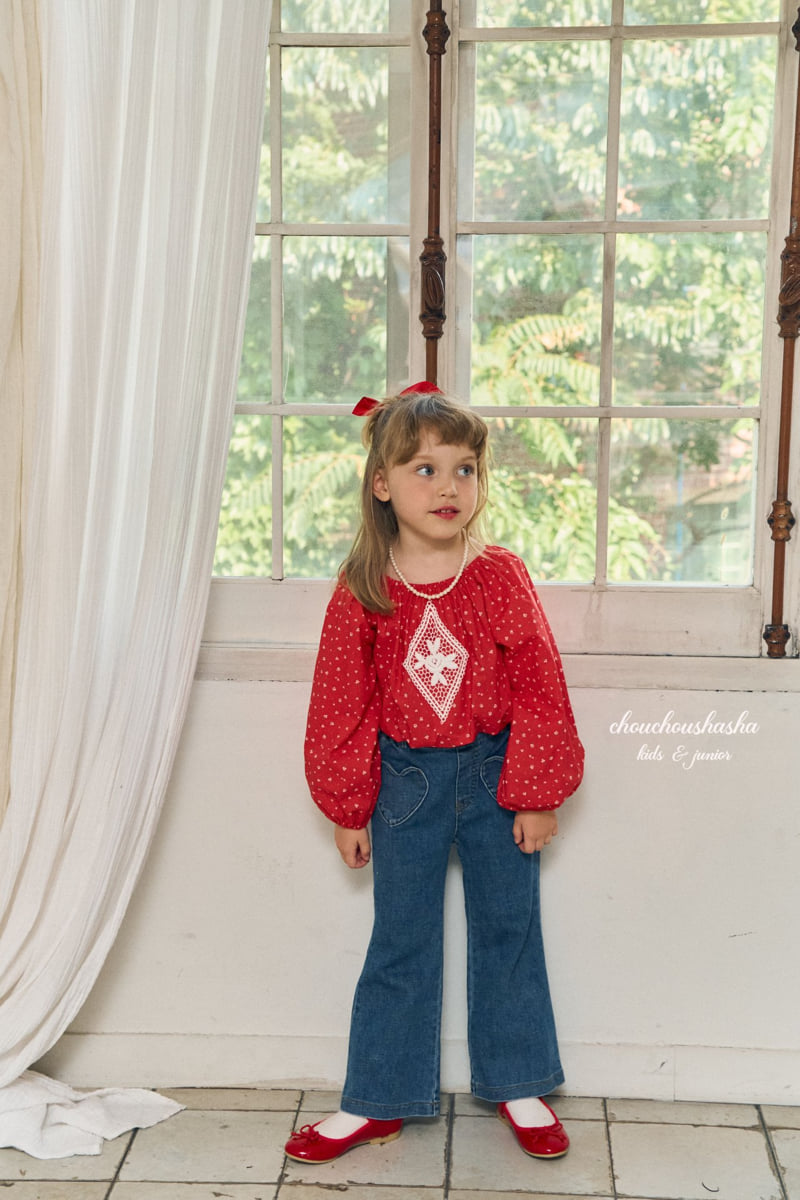 Chouchou Shasha - Korean Children Fashion - #kidsstore - Heart Bootcut Pants - 5