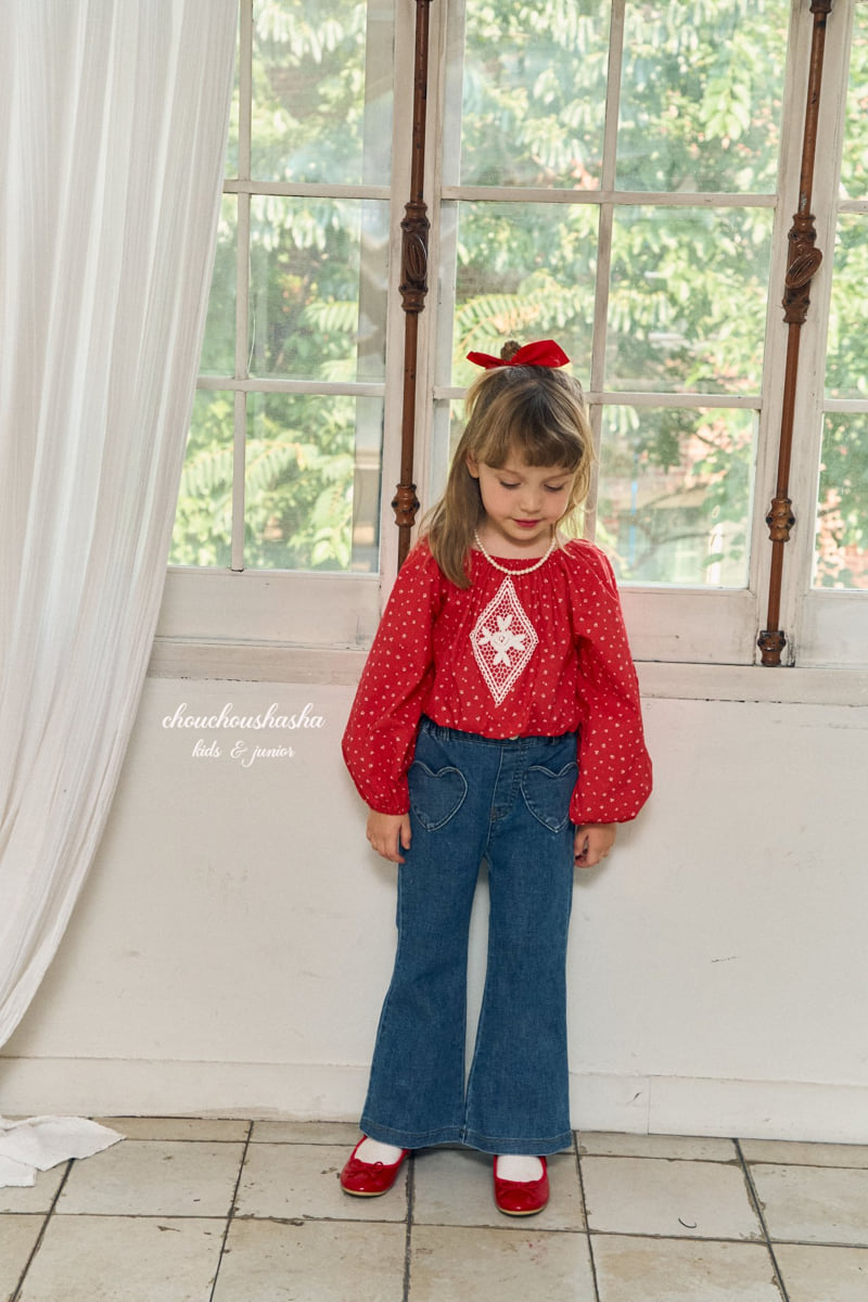 Chouchou Shasha - Korean Children Fashion - #kidzfashiontrend - Heart Bootcut Pants - 6