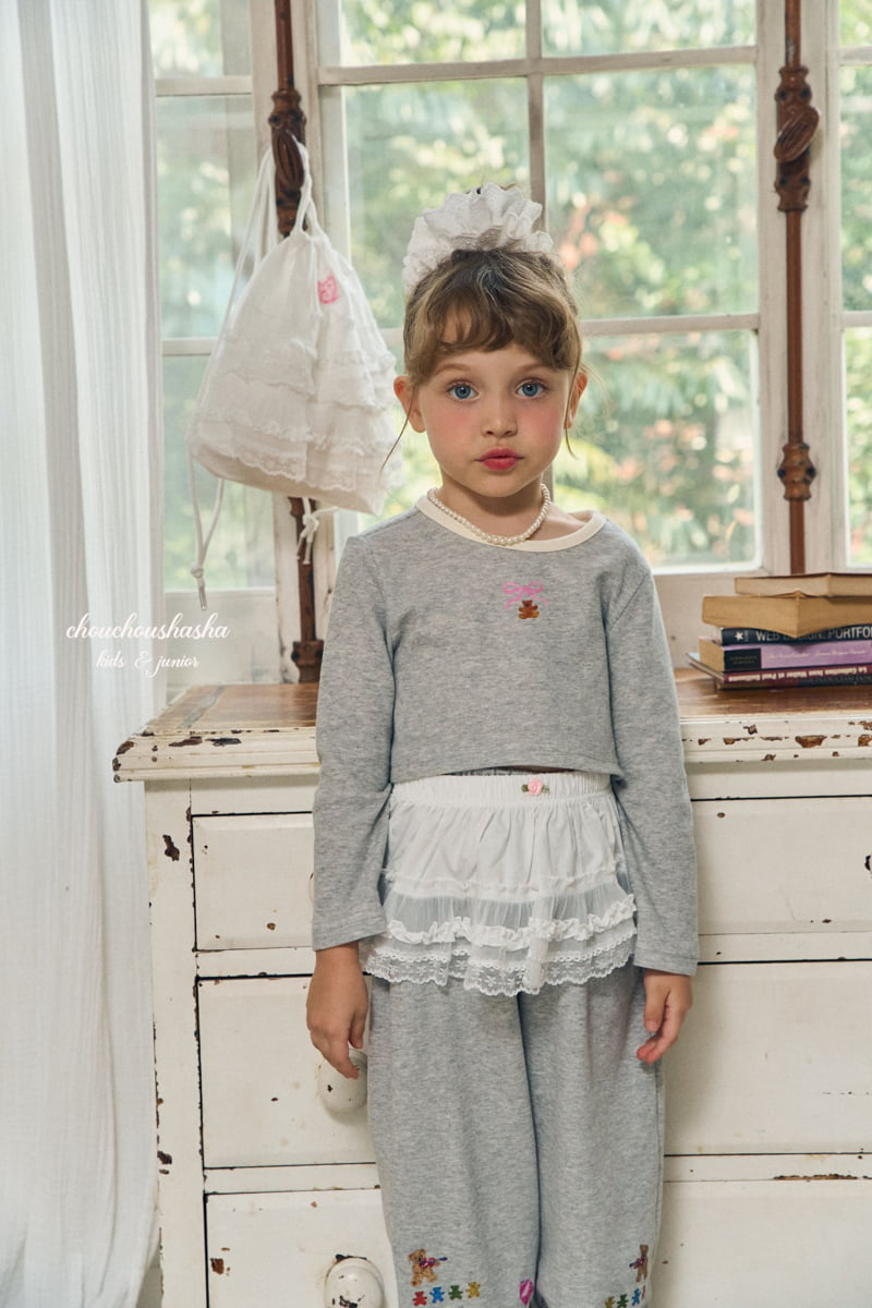 Chouchou Shasha - Korean Children Fashion - #prettylittlegirls - Bear Ribbon Crop Tee - 11