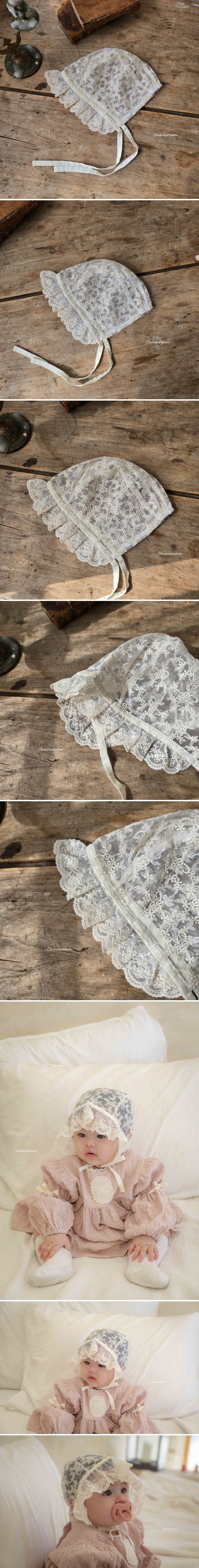 Choucream - Korean Baby Fashion - #babyboutiqueclothing - Lace Frill Bonnet (BABY)