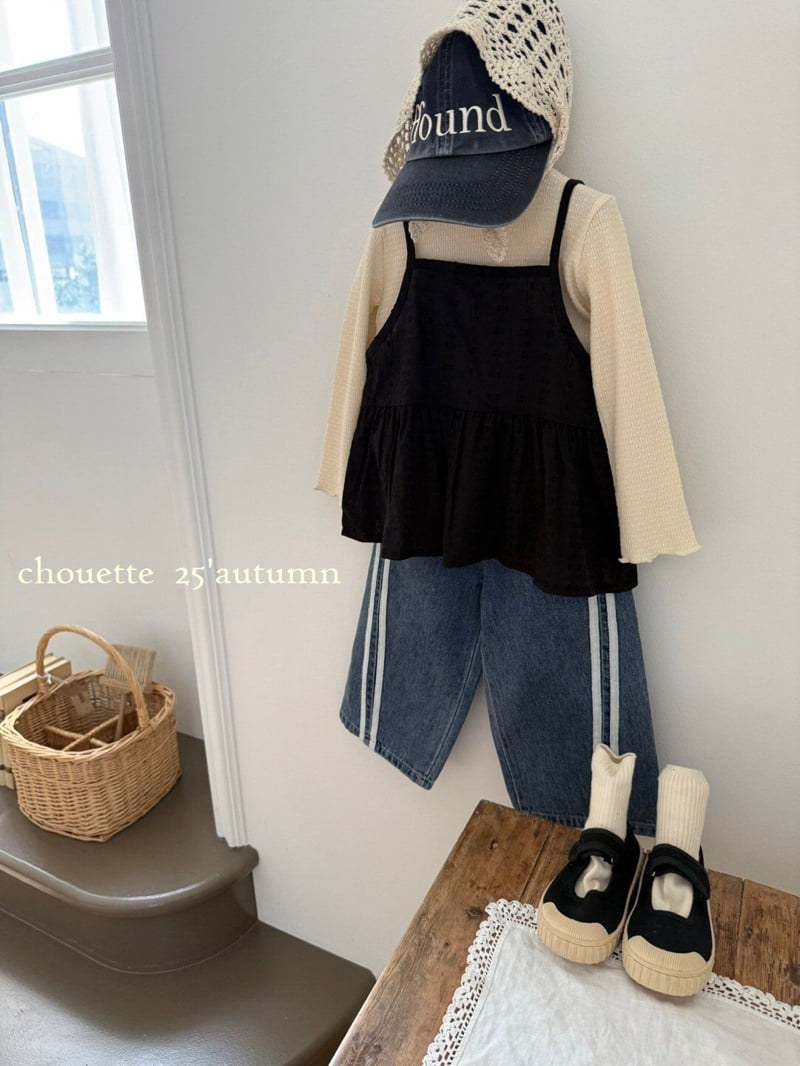 Chouette - Korean Children Fashion - #childofig - Curved Line Denim Pants - 6