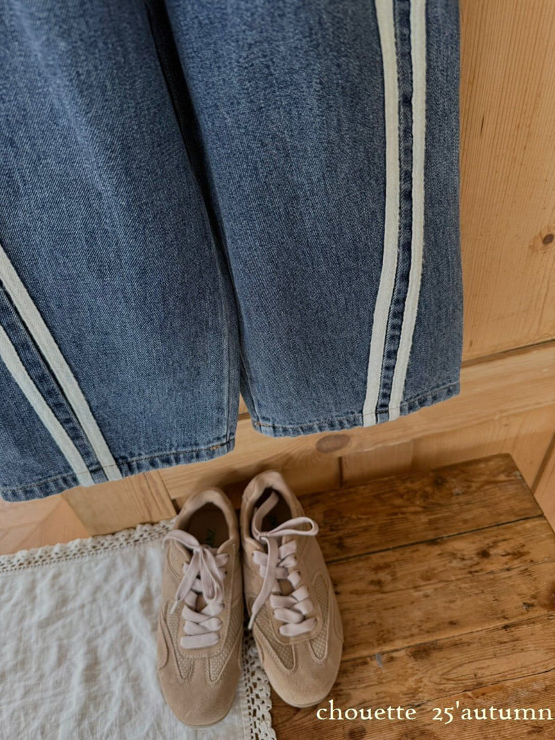 Chouette - Korean Children Fashion - #fashionkids - Curved Line Denim Pants - 10