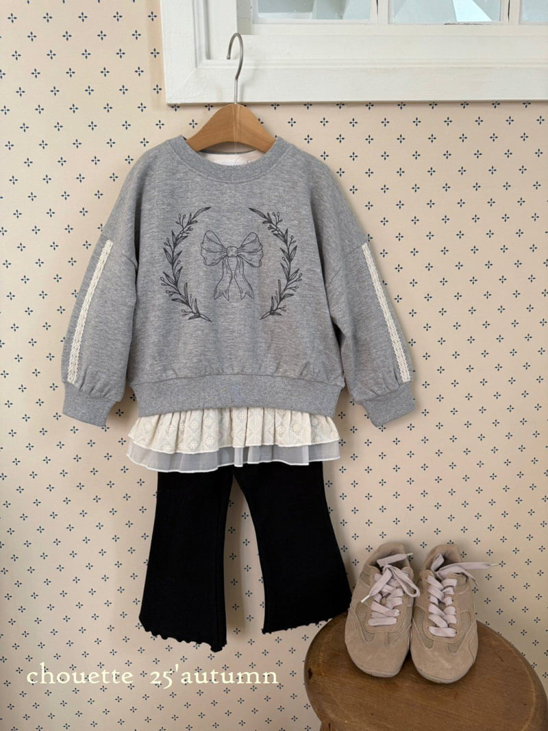 Chouette - Korean Children Fashion - #fashionkids - Ribbon Lace Sweatshirt - 8