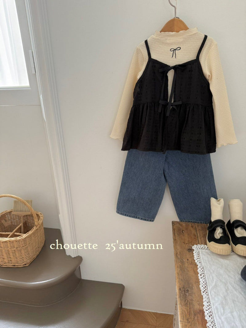 Chouette - Korean Children Fashion - #kidsshorts - Vanilla Ribbed Tee - 12