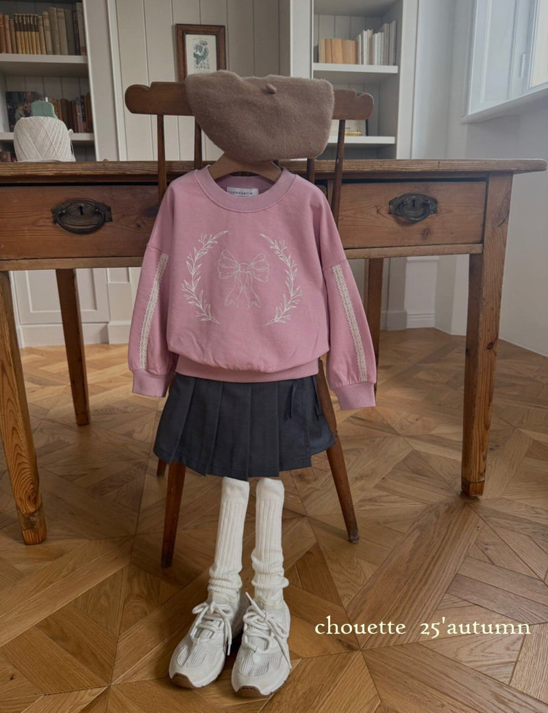 Chouette - Korean Children Fashion - #kidsshorts - Ribbon Lace Sweatshirt - 9