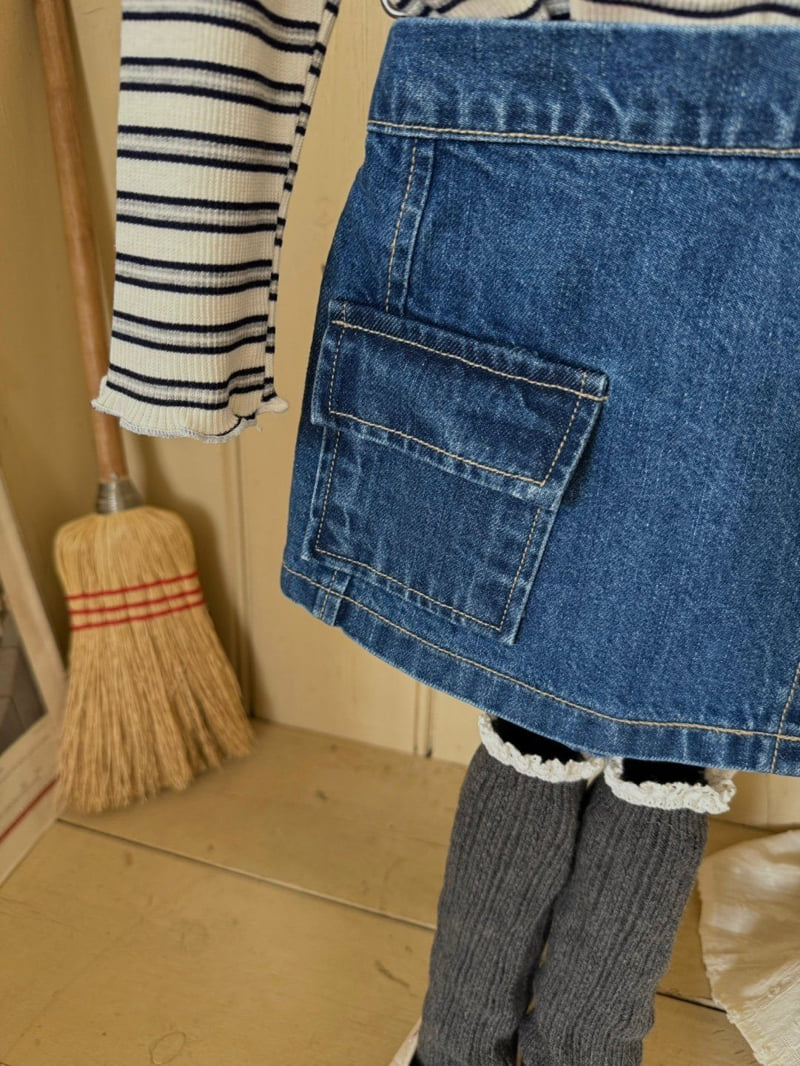 Chouette - Korean Children Fashion - #littlefashionista - Cargo Denim Culottes - 4