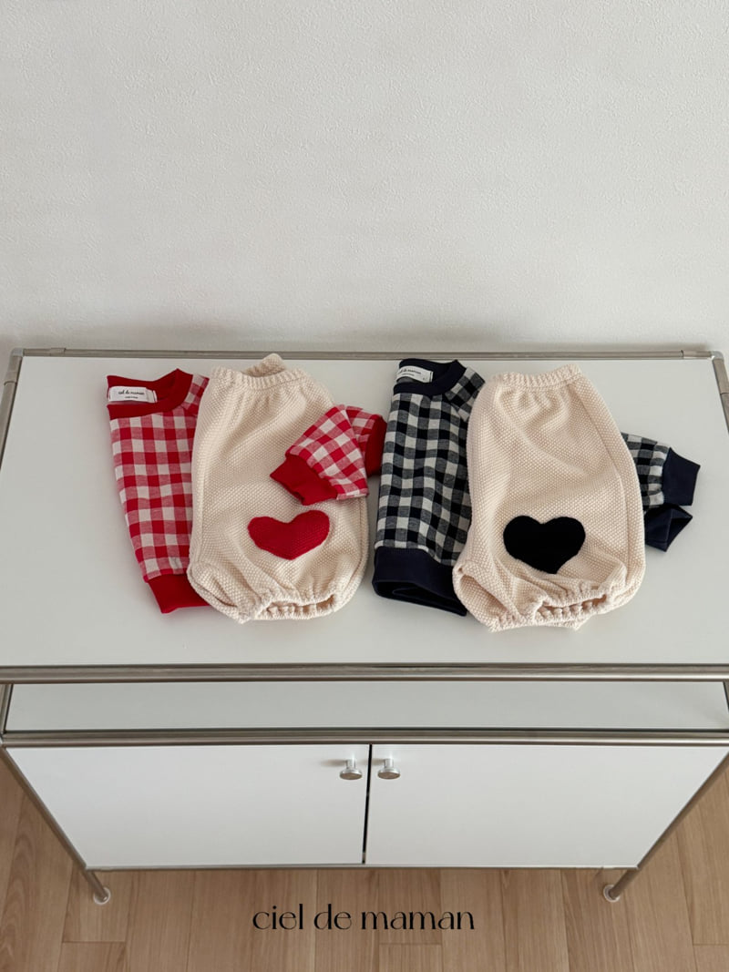 Ciel De Maman - Korean Baby Fashion - #babyboutiqueclothing - Check Love It Set