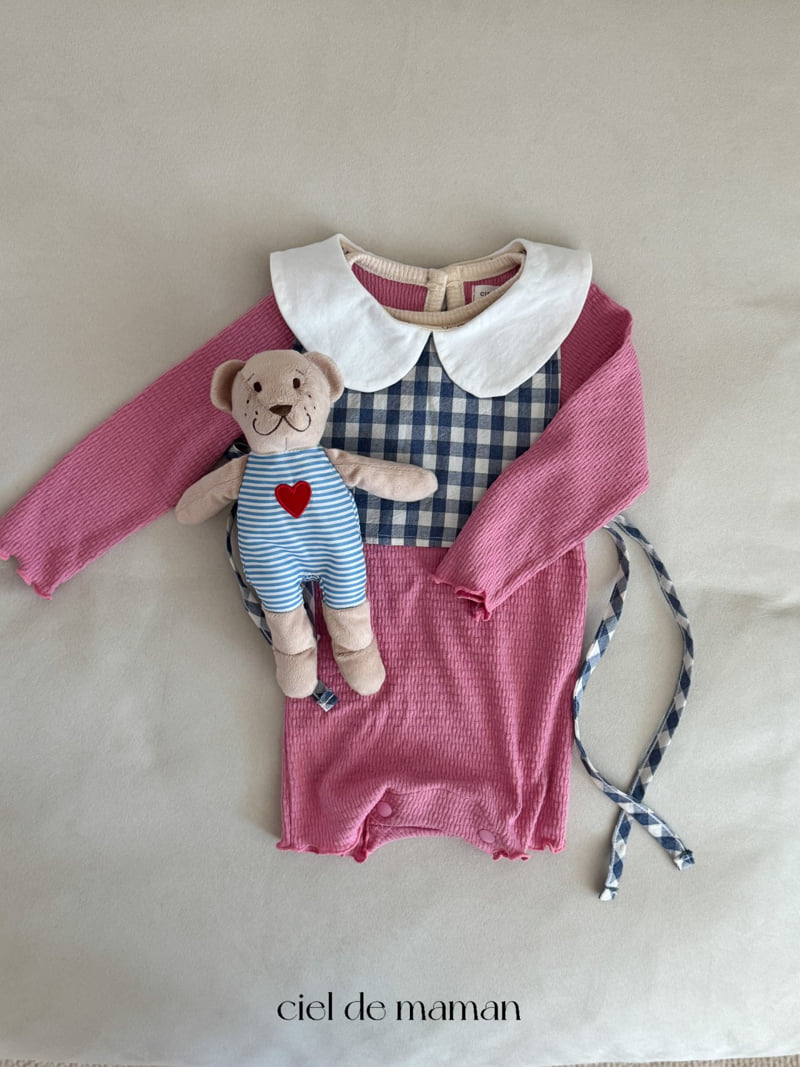 Ciel De Maman - Korean Baby Fashion - #babyootd - Collar Check Bib - 2