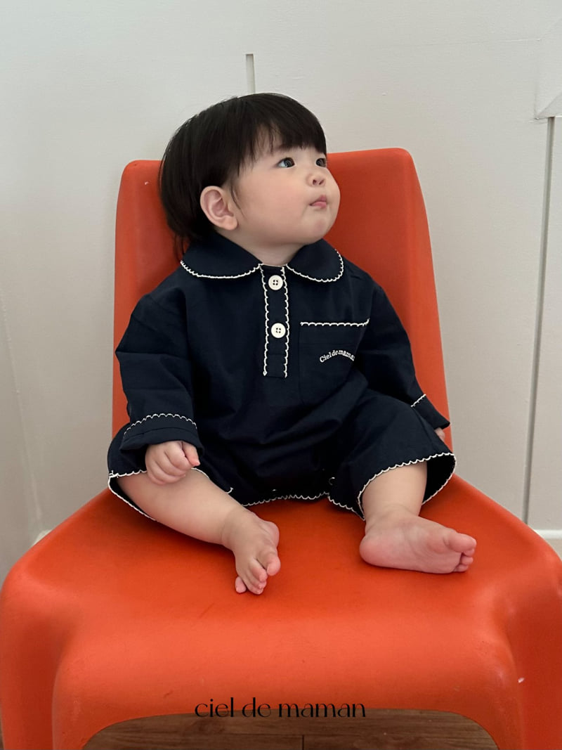 Ciel De Maman - Korean Baby Fashion - #babyoutfit - Point Collar Pajama (Bebe) - 9