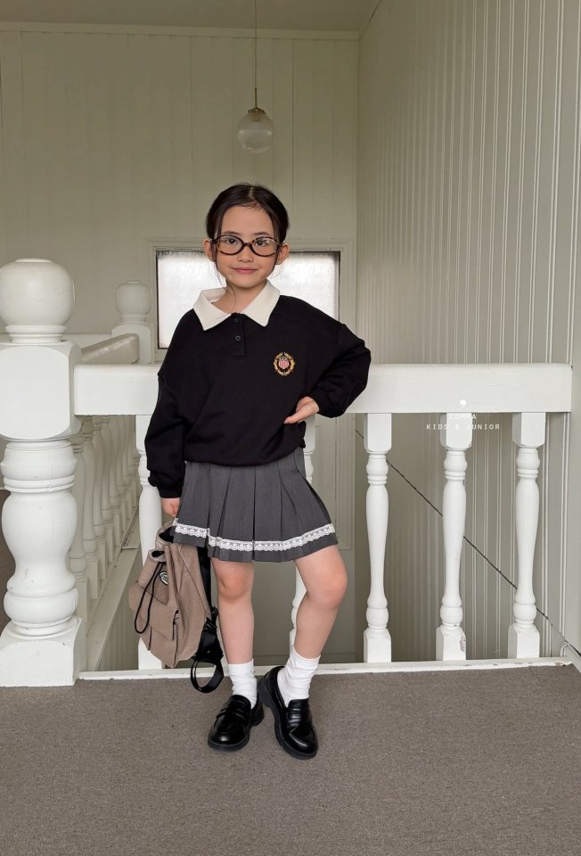 Comma - Korean Children Fashion - #kidzfashiontrend - Embroidered Collar Sweatshirt - 4