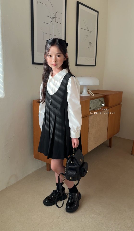 Comma - Korean Children Fashion - #Kfashion4kids - Button Pleated One-piece - 3