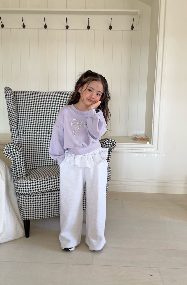 Comma - Korean Children Fashion - #childrensboutique - Pearl Ribbon Sweatshirt