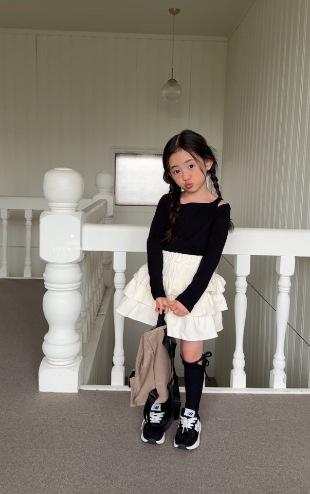 Comma - Korean Children Fashion - #discoveringself - Shoulder Cut-Out Tee - 12