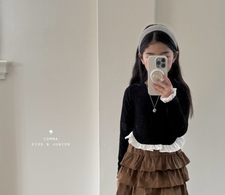 Comma - Korean Children Fashion - #fashionkids - Frill Contrast Tee