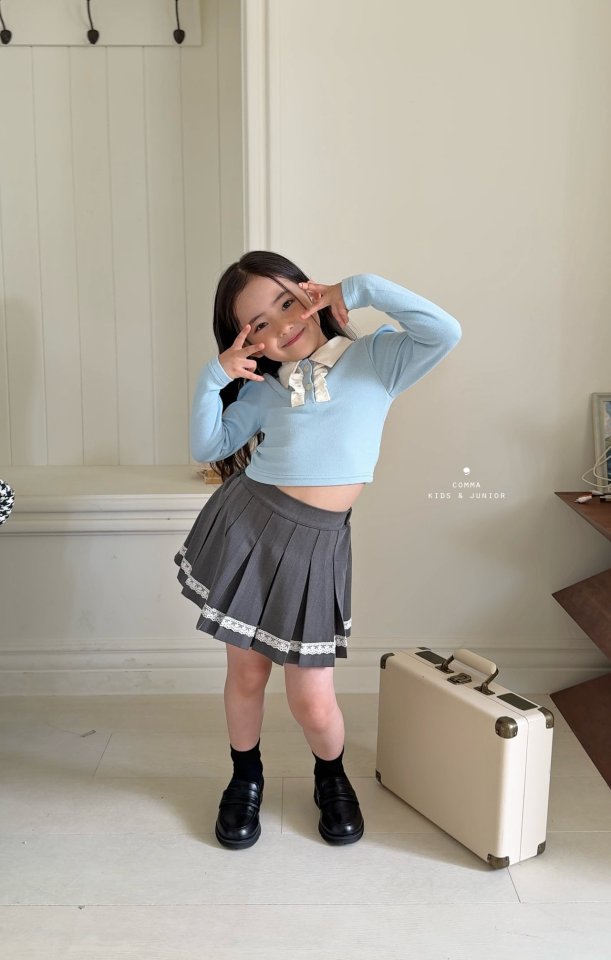Comma - Korean Children Fashion - #kidsshorts - Frill Collar Tee - 11