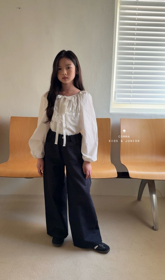 Comma - Korean Children Fashion - #kidsshorts - Ribbon Tie Blouse - 3