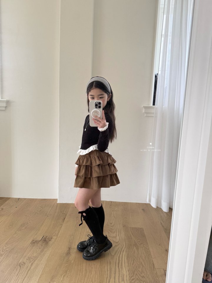 Comma - Korean Children Fashion - #kidsshorts - Frill Contrast Tee - 2