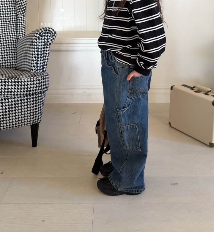 Comma - Korean Children Fashion - #kidsshorts - Carpenter Denim Pants