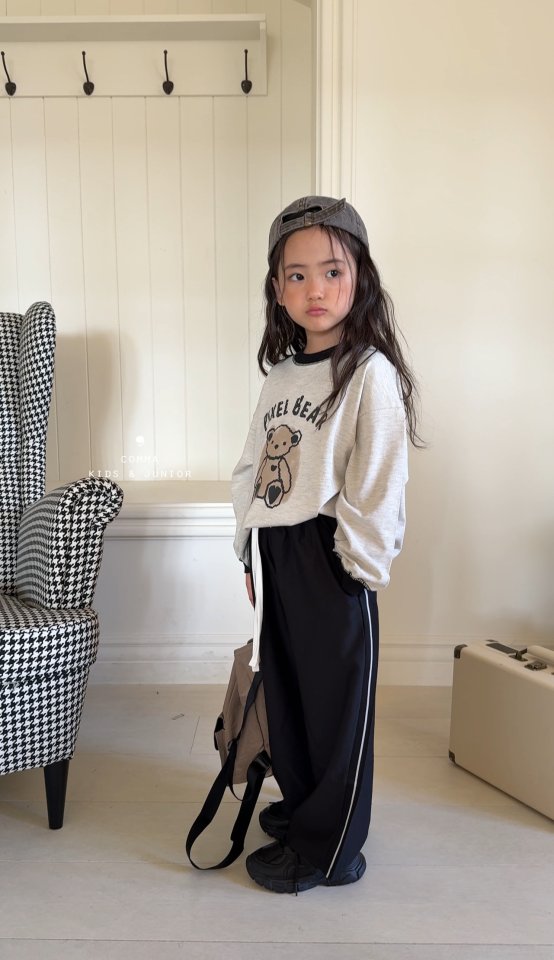 Comma - Korean Children Fashion - #kidsshorts - Bear Contrast Tee - 5