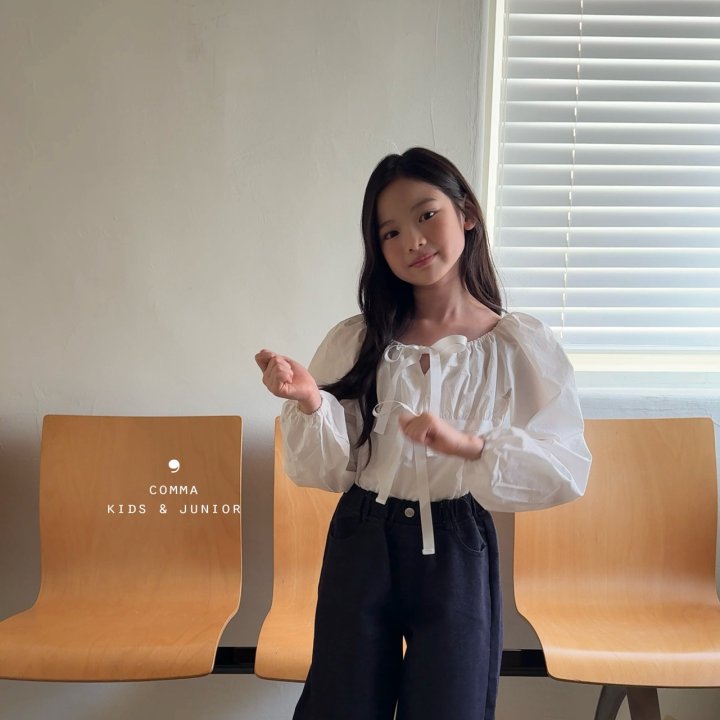 Comma - Korean Children Fashion - #kidsshorts - Ribbon Tie Blouse - 4