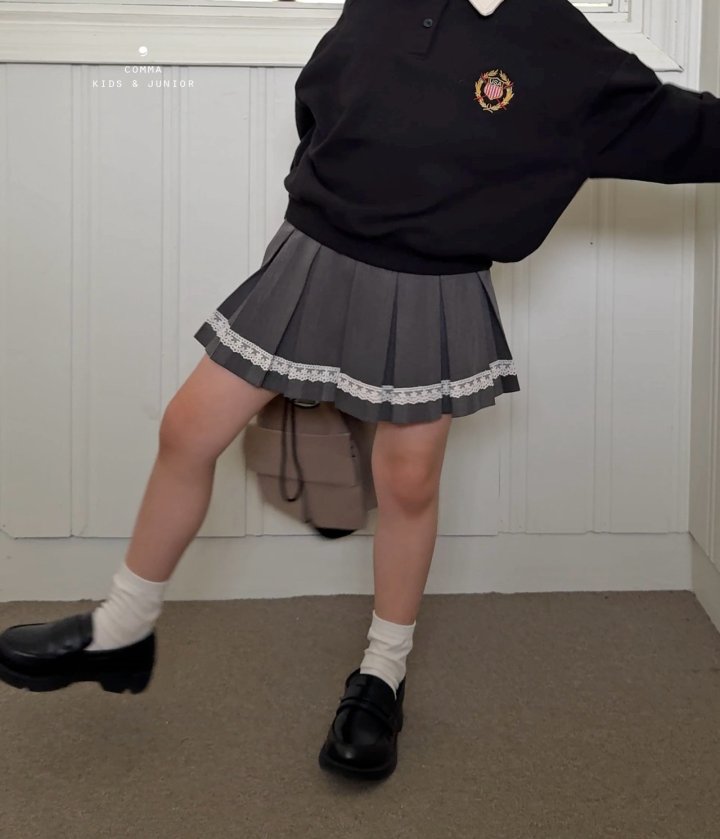 Comma - Korean Children Fashion - #kidsstore - Lace Pleated Skirt