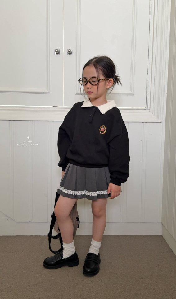Comma - Korean Children Fashion - #kidsstore - Embroidered Collar Sweatshirt - 2