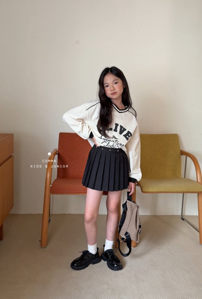 Comma - Korean Children Fashion - #kidzfashiontrend - Studded Pleated Skirt - 2