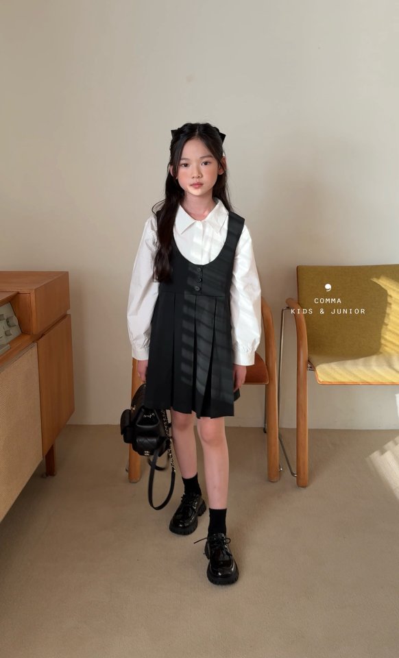 Comma - Korean Children Fashion - #kidzfashiontrend - Button Pleated One-piece - 2