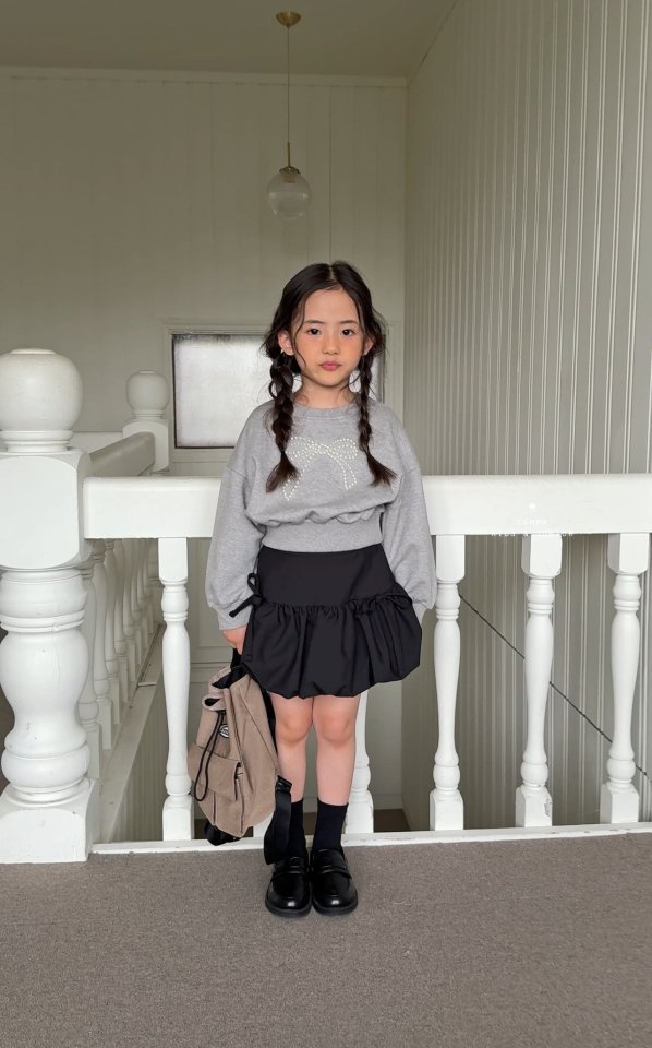 Comma - Korean Children Fashion - #littlefashionista - Pearl Ribbon Sweatshirt - 9