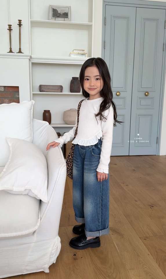 Comma - Korean Children Fashion - #littlefashionista - Frill Contrast Tee - 6