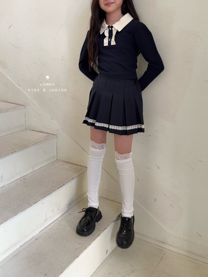 Comma - Korean Children Fashion - #magicofchildhood - Frill Collar Tee - 2