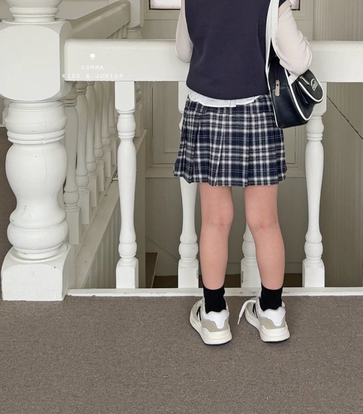 Comma - Korean Children Fashion - #magicofchildhood - Check Pleated Skirt