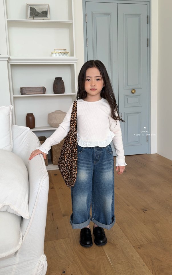 Comma - Korean Children Fashion - #minifashionista - Frill Contrast Tee - 8